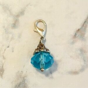 Origami Owl Faceted Blue Crystal Dangle Charm for Bracelet or Necklace Retired